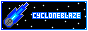 A rectangular horizontal 88x31 button for linking to this website, with a comet on a starry background and the word 'Cycloneblaze' on it.